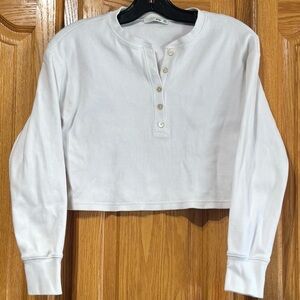 Aritzia Wilfred Free Mavis Ribbed Cropped Henley Top Women’s XS